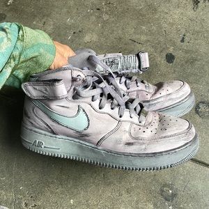 Nike af1 mid / hightop custom dyed and distressed purple blue